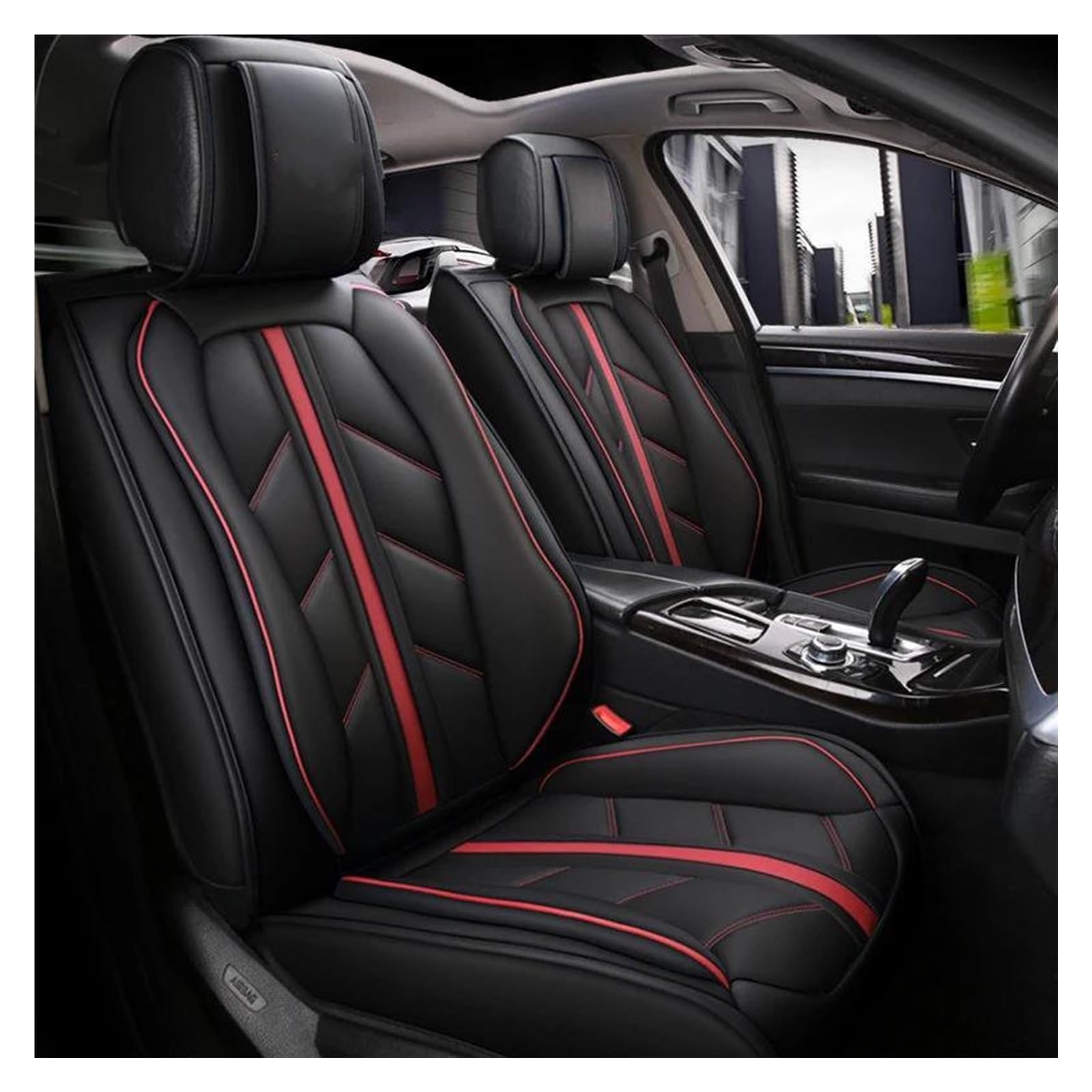 SEOBIO Auto-Sitzbezüge 5-Sitzer-Autositzbezug Für Mitsubishi Für Pajero 4 2 Sport L200 Für Outlander Für Montero Für Lancer Auto-Schonbezüge(Black red) von SEOBIO