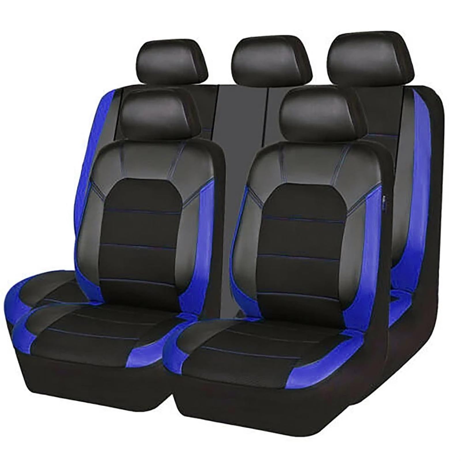 SEOBIO Auto-Sitzbezüge 5-Sitzer-LKW-Autositzbezug Universelles PU-Autositzkissen Vorder- Und Rücksitzschutz Sitzpolster Auto-Schonbezüge(Blue 9-piece set) von SEOBIO