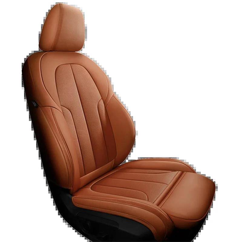 SEOBIO Auto-Sitzbezüge Für Für G30 2018 2019 2020 2021 Autositzbezüge Custom Leder Innenausstattung Auto-Schonbezüge(Orange,Standard Edition) von SEOBIO