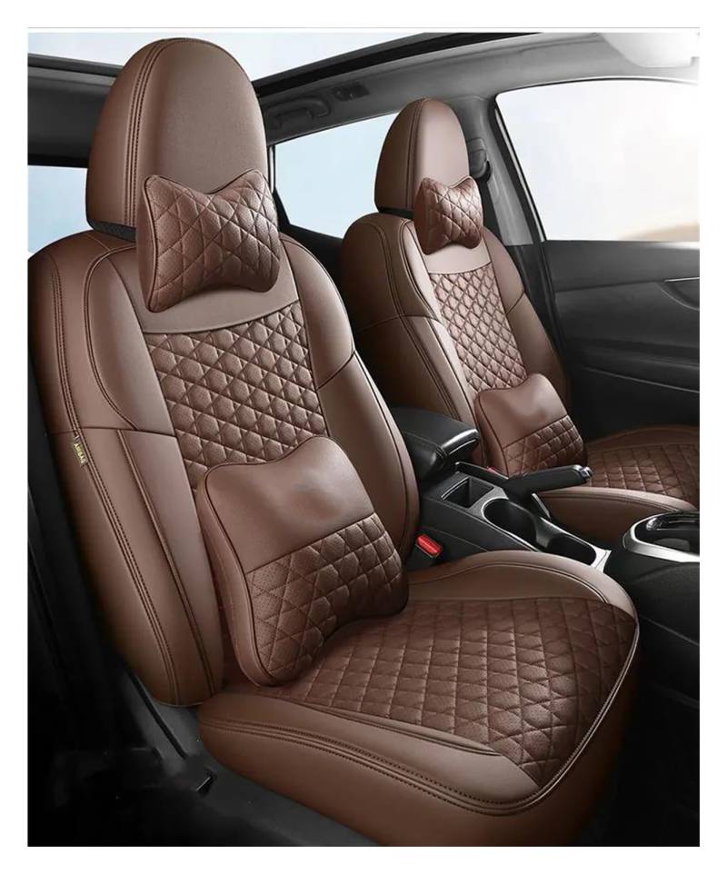 SEOBIO Auto-Sitzbezüge Für Für Qashqai J10 J11 Für Tiida 5 Sitze Vollständiger Satz Leder Custom Car Sitzbezug Auto-Schonbezüge(Coffee,Luxury) von SEOBIO