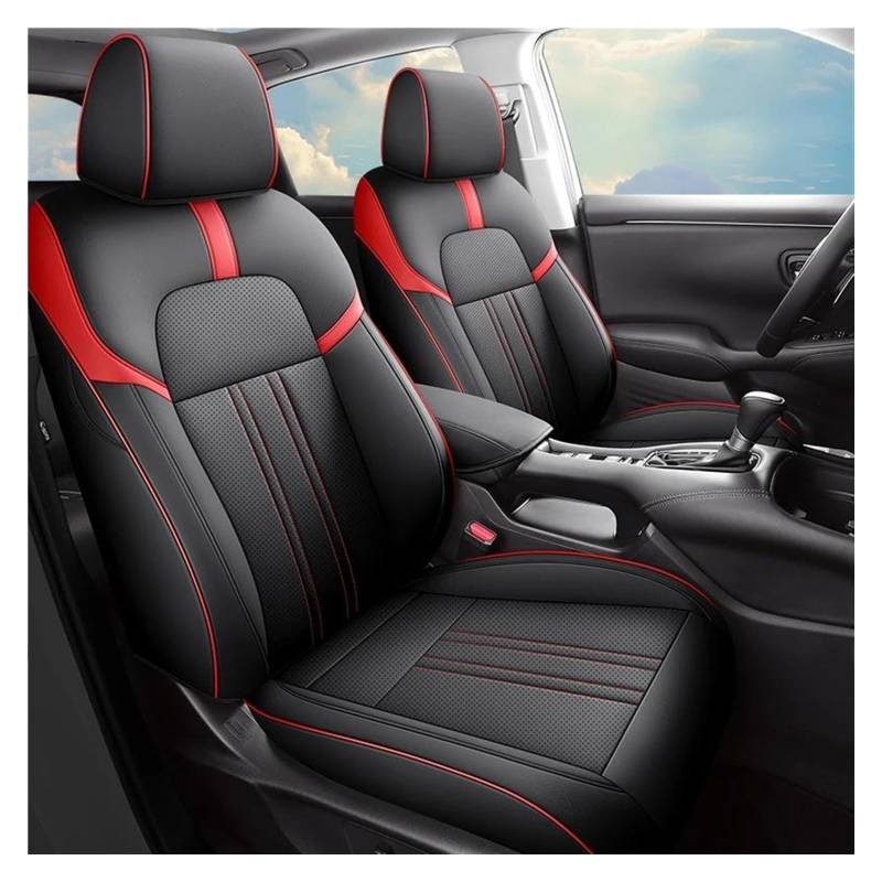 SEOBIO Auto-Sitzbezüge Für HRV 2014 2015 2017 2019 Custom Full Set Leder Autositzbezüge Innenzubehör Auto-Schonbezüge(Black red,Standard Edition) von SEOBIO