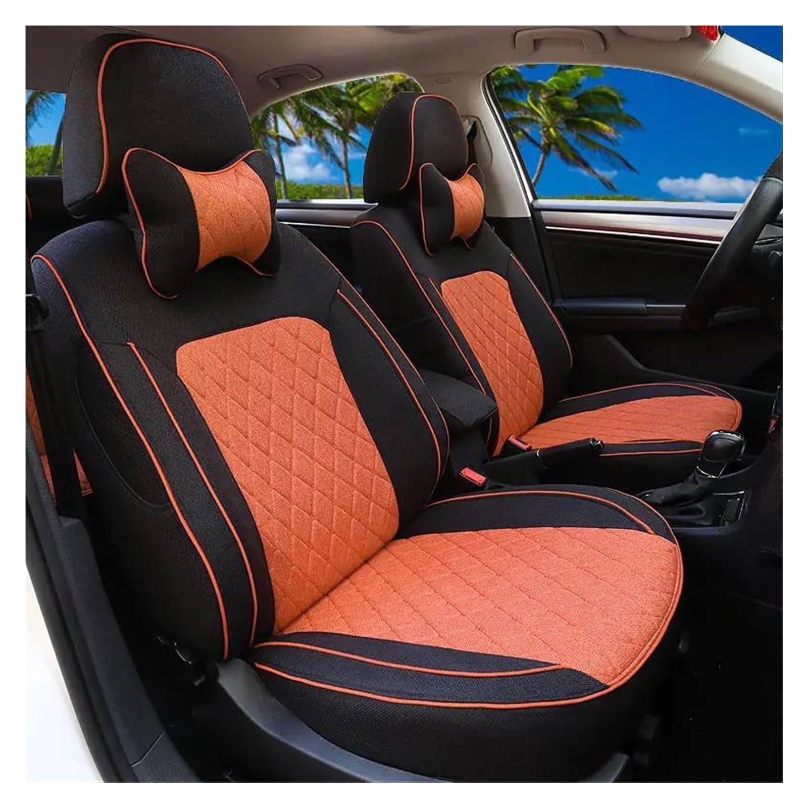 SEOBIO Auto-Sitzbezüge Für I3 2014 2015 2016 2017 2018 2019 Custom Flachs Full Set Auto Sitzbezug Zubehör Auto-Schonbezüge(Black orange) von SEOBIO
