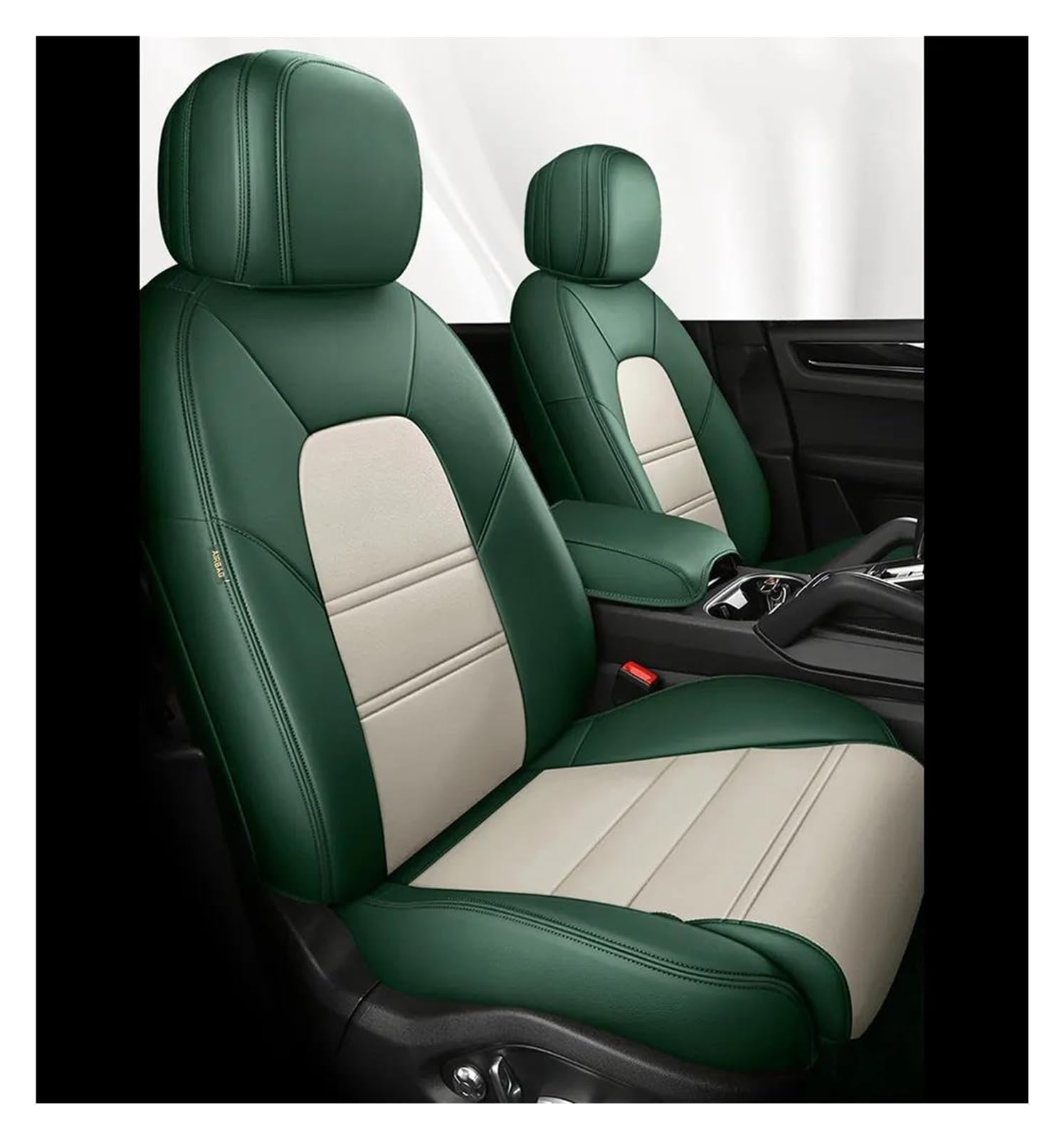 SEOBIO Auto-Sitzbezüge Für Q3 F3 Sportback 2018 2019 2020 2021 2022 2023 Benutzerdefinierte Kunstleder-Autositzschutzbezüge Auto-Schonbezüge(Green Beige) von SEOBIO