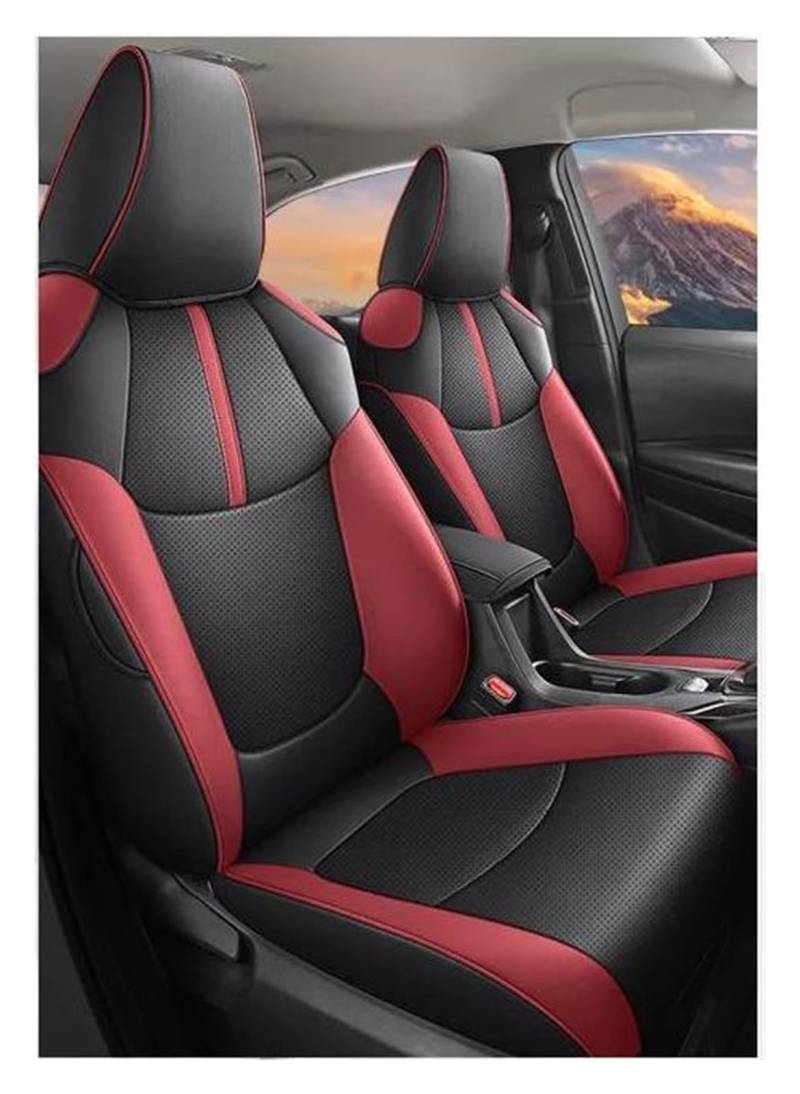 SEOBIO Auto-Sitzbezüge Für Toyota Für Corolla Für Cross SUV 2021 2022 2023 Benutzerdefinierte Vollständige Abdeckung Auto Sitzbezüge Leder Kissen Auto-Schonbezüge(Red black) von SEOBIO