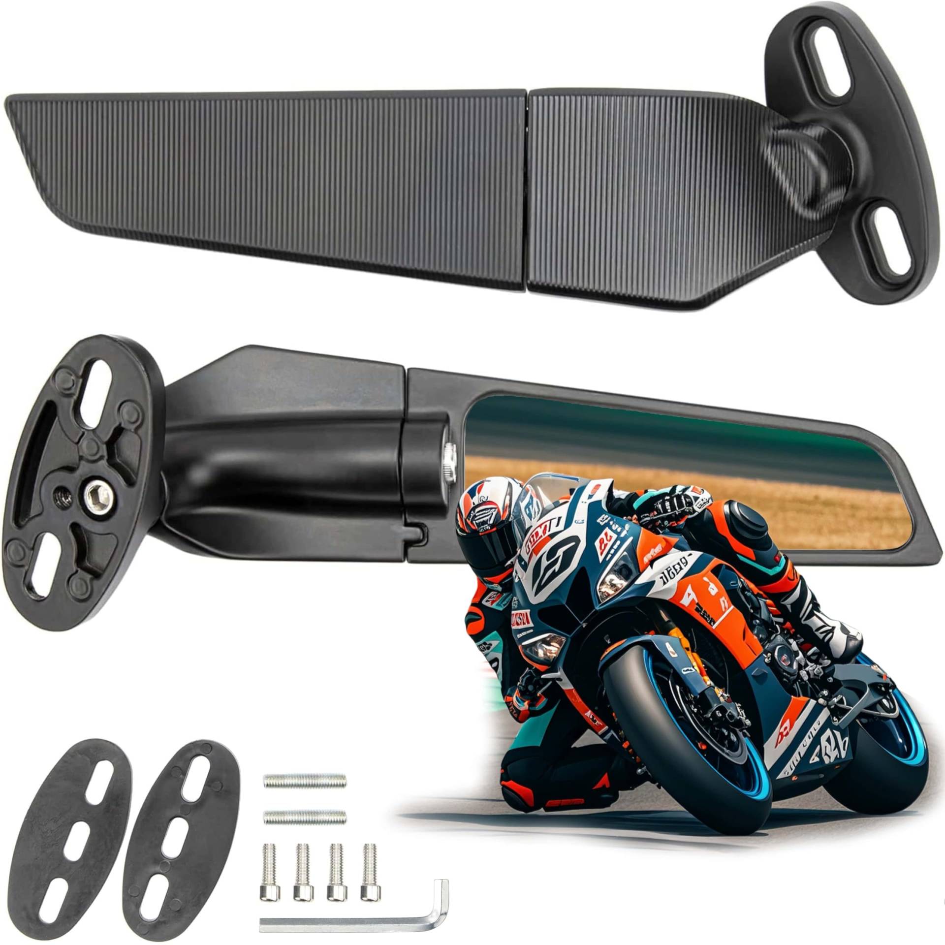 Rückspiegel Motorräder für Honda CBR300R CBR500R CBR600RR CBR1000RR, Kawasaki Ninja 300 400 650, Suzuki GSXR 600 750, Yamaha, Ducati..Stealth Spiegel einstellbar und drehbar 360° von SERALI