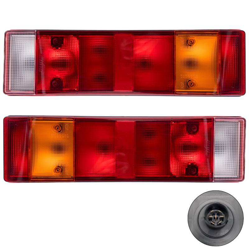 LKW Heckleuchte 24V mit Austrian Socket – 7-polig (Links) & 5-polig (Rechts) – ADR/GGVS & ECE-geprüft – Rücklicht, Bremslicht, Blinker – Für Anhänger, Nutzfahrzeuge, Mercedes Actros, Atego, Axor von SERTPLAS