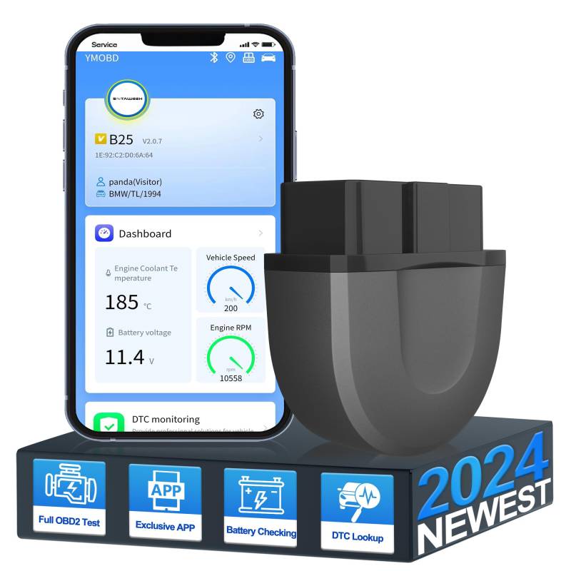 SETAWEEH OBD2 Diagnosegerät OBD2 Bluetooth Adapter Auto Auslesegerät OBD-II Diagnosewerkzeuge Fehlerauslesegerät KFZ mit Desizierte APP für iOS und Android von SETAWEEH