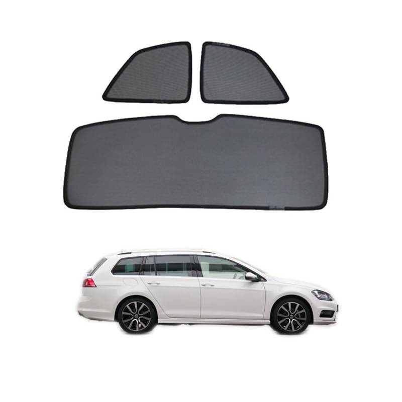 SEVET Auto Sonnenschutz Vorhang Für Baby Kinder Sonnenblende Für Golf 7 Variant 2013-2020 UV Schutz Magnetisch Sonnenschutz Für Autofenster Seitenscheibe Schwarz,Quarter+Tailgate window-3PCS von SEVET