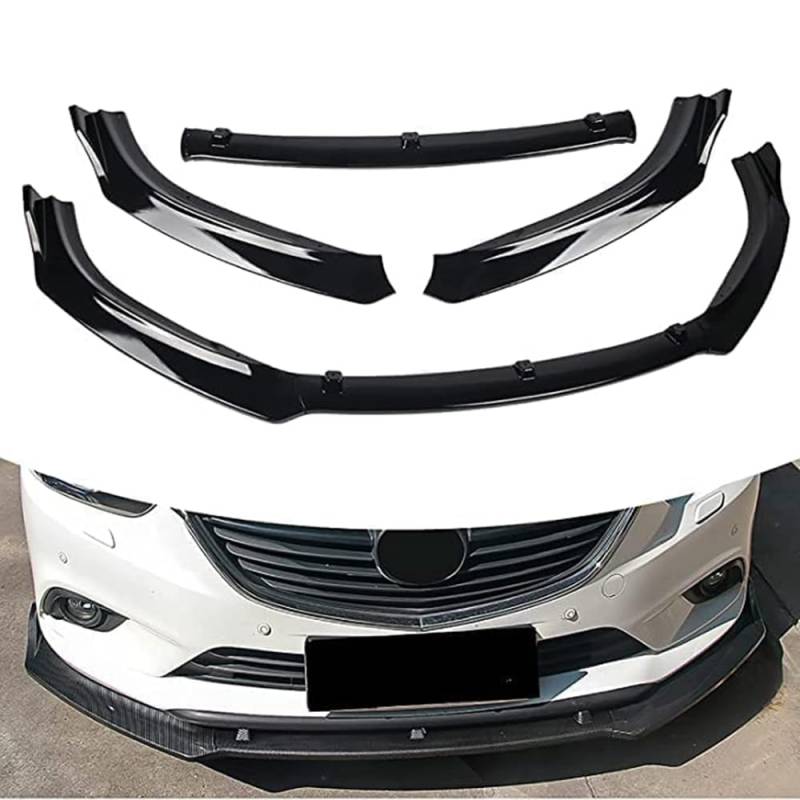 Auto Frontspoiler für Mazda 6 Atenza 2014 2015 2016 2017 2018, Front Stoßfänger Lippe FrontstoßStange Spoiler Antikollisions Frontlippe Spoilerlippe Body Kit,Glossy Black von SEVOLY