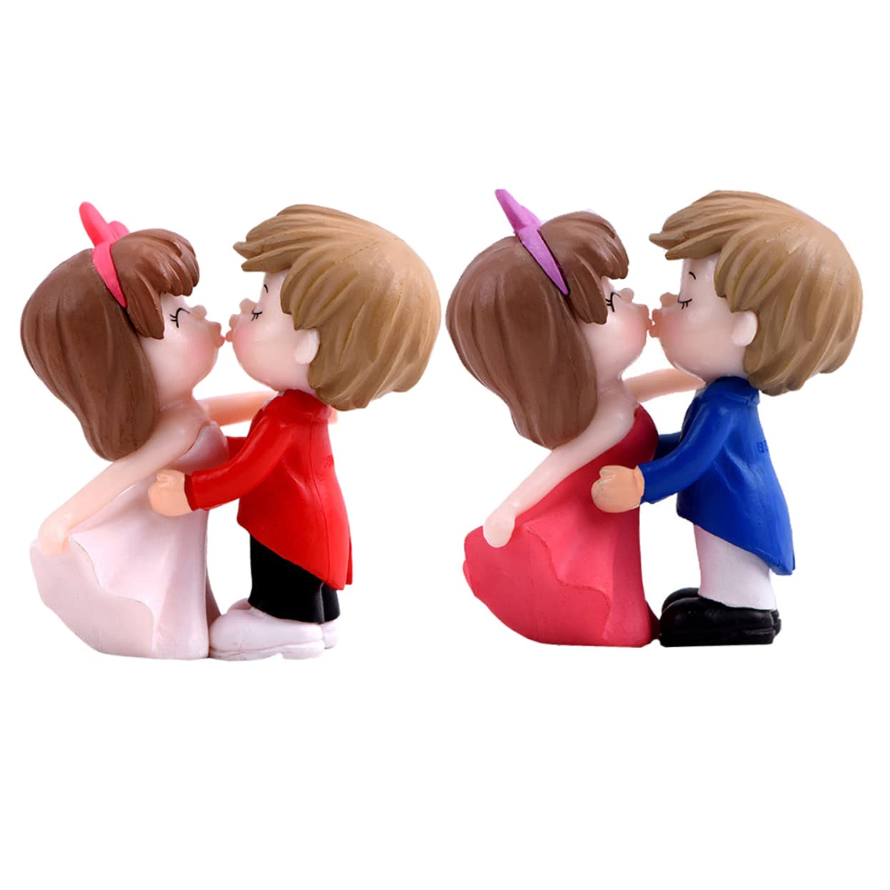 SEWOART 2Paare Kuss Figuren Cake Topper Dekoration Für Hochzeit Valentinstag Kreative Kunststoff Dashboard Ornamente von SEWOART