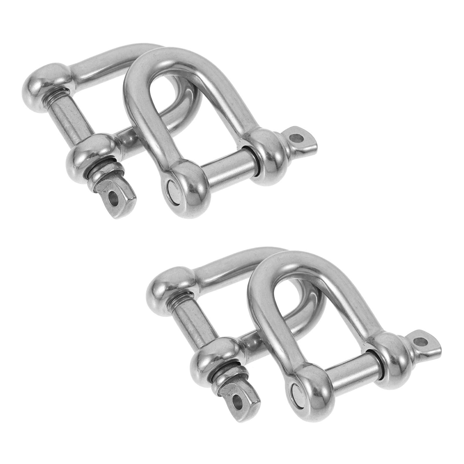 SEWOART 4 Stück Schäkel D-Ringe strapazierfähig Schnappblock Stoßstange Stifte d Haken freigeben Abschlepp-D-Ringe aus Edelstahl Offroad-Werkzeug D-Ring- Rostfreier Stahl Silver von SEWOART