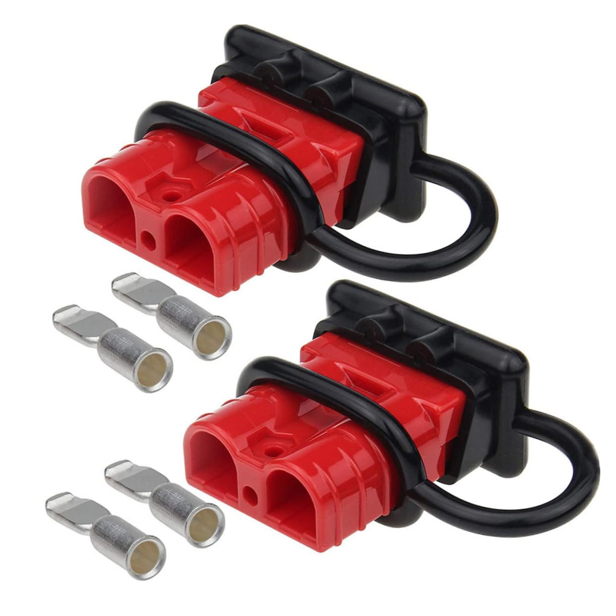 SEWOART 50A 600V Gabelstapler Stromstecker Set 2 x Batterieanschluss Stecker Mit Staubschutzkappen Und 4 x Terminal Ideal Für Gabelstapler Und Industrielle Anwendungen von SEWOART