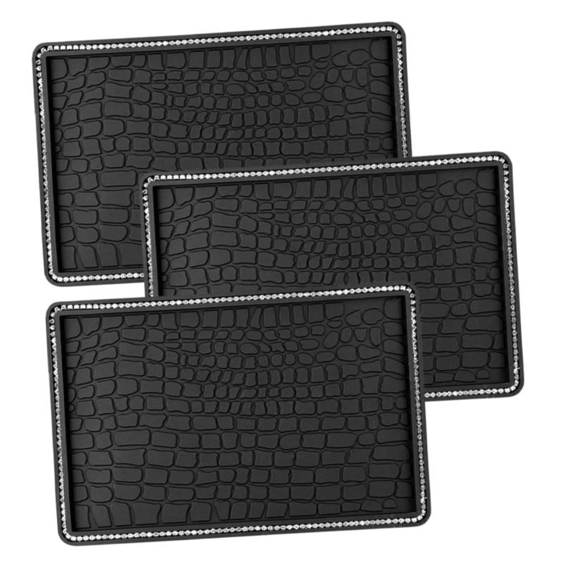 SEWOART Bling Auto Armaturenbrett Pad Anti Rutsch PVC Matte Mit Strass Schwarzes Dashboard Organizer Pad Für Handy Sonnenbrillen ünzen Und Schlüssel Auto Zubehör von SEWOART