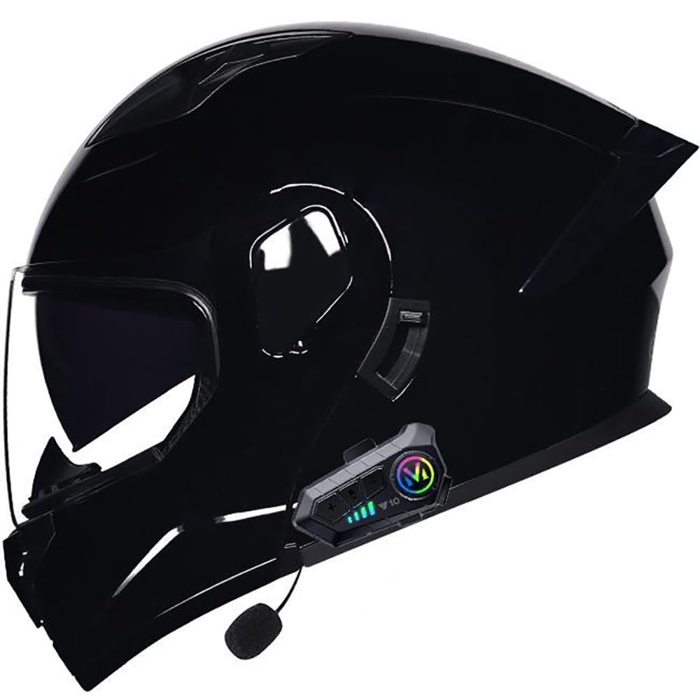 SFJITUTJAS Klapphelm mit Bluetooth Modularer Motorradhelm mit Doppelvisier ECE Zertifiziert Integralhelm mit Mikrofon für Automatische Reaktion für Erwachsene Frauen Männer(G,XL(59~60cm)) von SFJITUTJAS