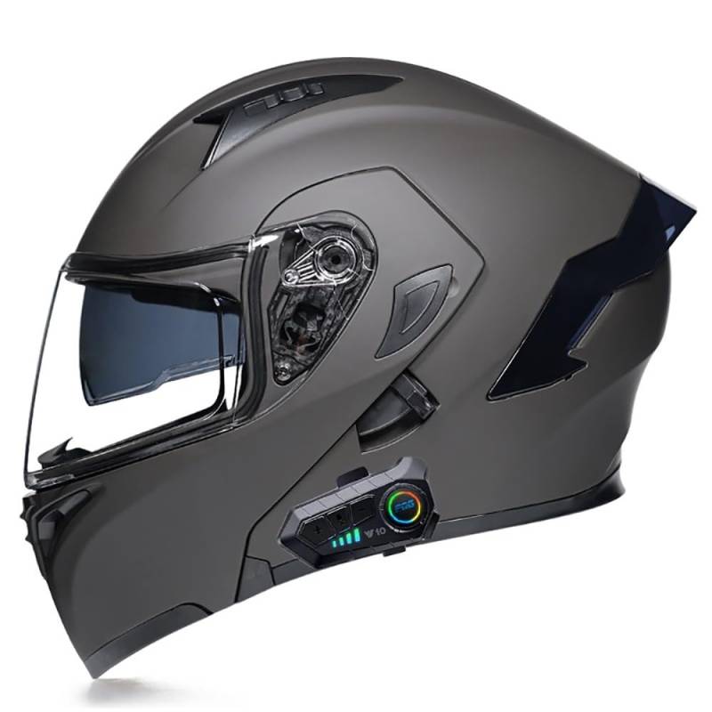 SFJITUTJAS Klapphelm mit Bluetooth Motorradhelm Modularer Helm mit Doppelvisier ECE Zertifiziert Integralhelm mit Mikrofon für Automatische Reaktion Motorrad Helm für Herren Damen(K,XXL(61~62cm)) von SFJITUTJAS