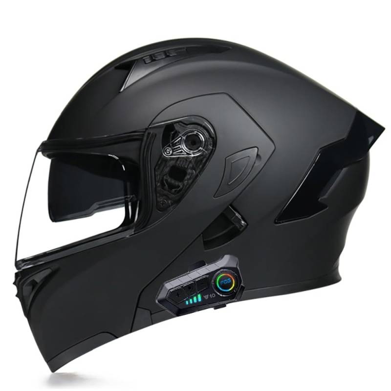 SFJITUTJAS Klapphelm mit Bluetooth Motorradhelm Modularer Helm mit Doppelvisier ECE Zertifiziert Integralhelm mit Mikrofon für Automatische Reaktion Motorrad Helm für Herren Damen(O,M(55~56cm)) von SFJITUTJAS