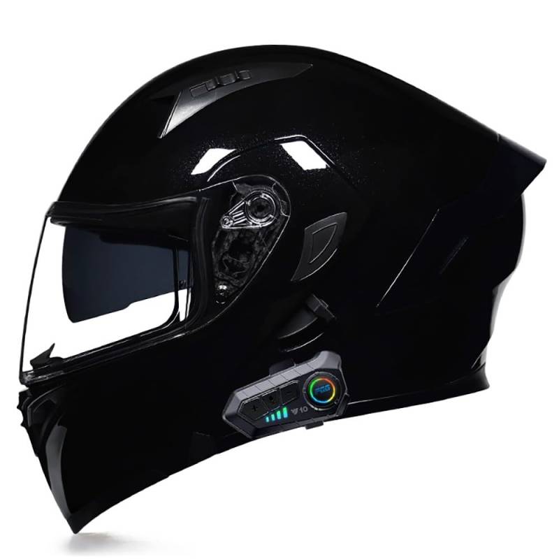 SFJITUTJAS Klapphelm mit Bluetooth Motorradhelm Modularer Helm mit Doppelvisier ECE Zertifiziert Integralhelm mit Mikrofon für Automatische Reaktion Motorrad Helm für Herren Damen(P,L(57~58cm)) von SFJITUTJAS