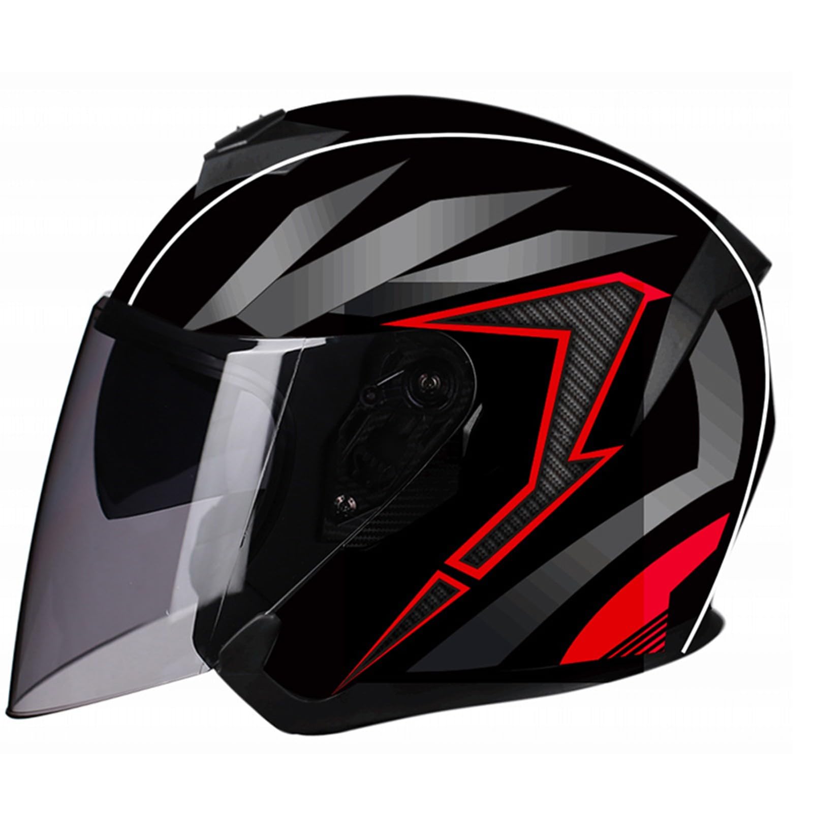 SFJITUTJAS Motorradhelm Halbschale Jethelm Mit Doppelter Visier Reservierter Bluetooth-Headset-Steckplatz Herausnehmbares Futter ECE-Zertifizierung Scooter Helm Erwachsene Herren Damen(B,L(56~58CM)) von SFJITUTJAS