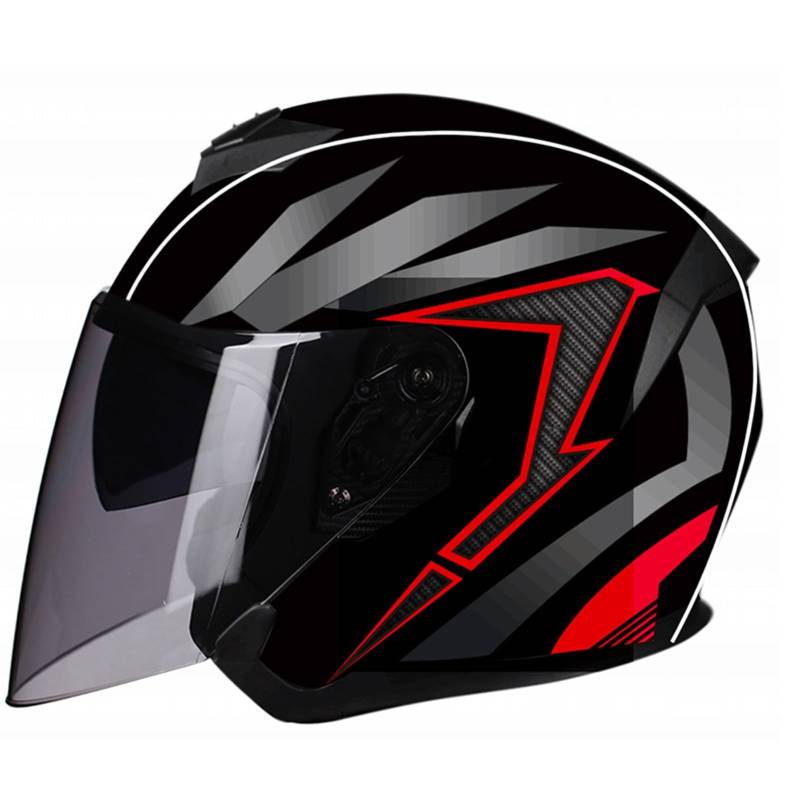 SFJITUTJAS Motorradhelm Halbschale Jethelm Mit Doppelter Visier Reservierter Bluetooth-Headset-Steckplatz Herausnehmbares Futter ECE-Zertifizierung Scooter Helm Erwachsene Herren Damen(B,M(54~55CM)) von SFJITUTJAS