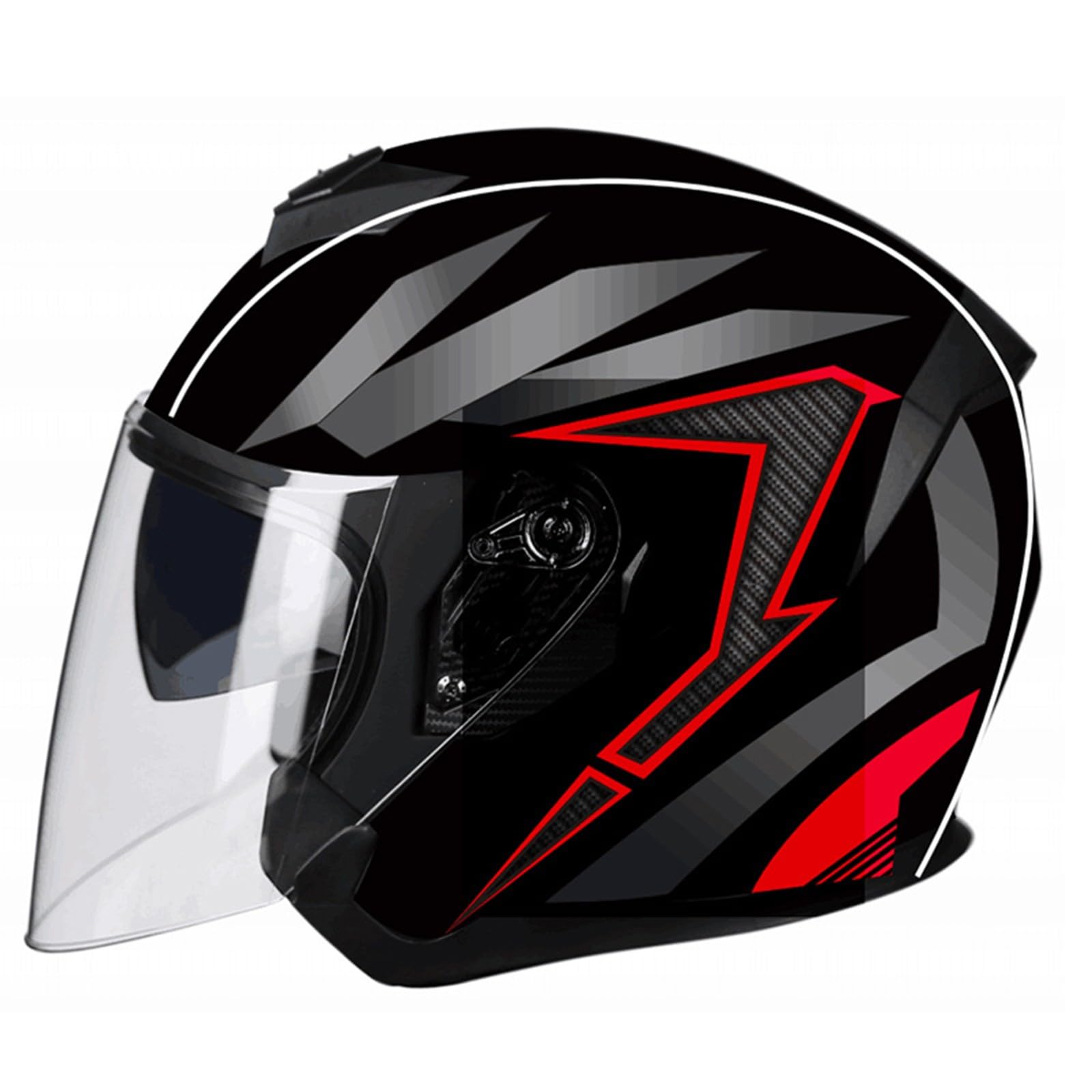 SFJITUTJAS Motorradhelm Halbschale Jethelm Mit Doppelter Visier Reservierter Bluetooth-Headset-Steckplatz Herausnehmbares Futter ECE-Zertifizierung Scooter Helm Erwachsene Herren Damen(C,XXL(61~62CM)) von SFJITUTJAS