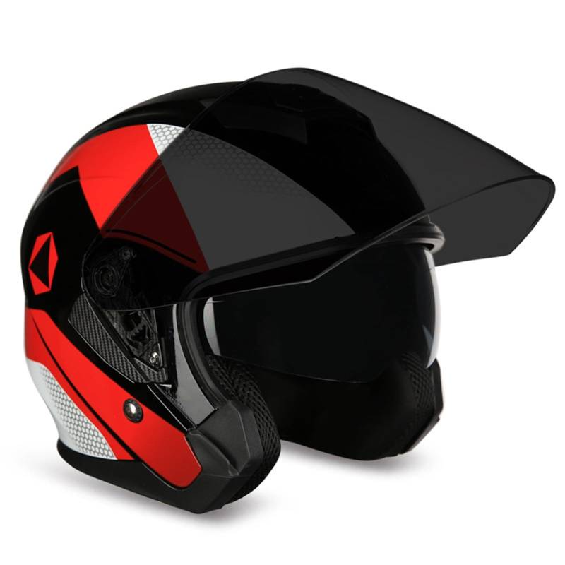 SFJITUTJAS Motorradhelm Halbschale Jethelm Mit Doppelter Visier Reservierter Bluetooth-Headset-Steckplatz Herausnehmbares Futter ECE-Zertifizierung Scooter Helm Erwachsene Herren Damen(D,M(54~55CM)) von SFJITUTJAS