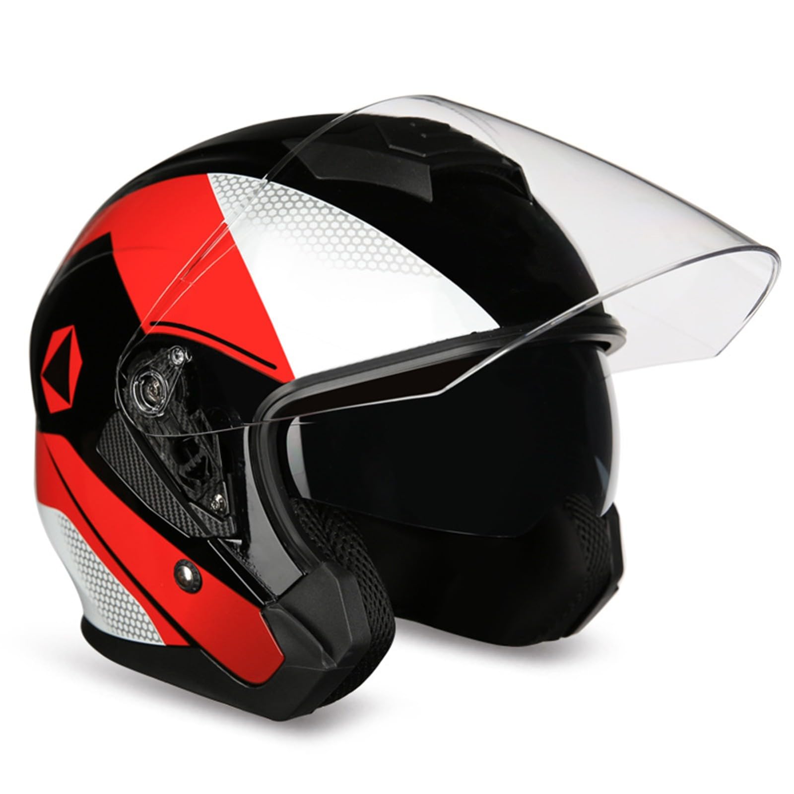 SFJITUTJAS Motorradhelm Halbschale Jethelm Mit Doppelter Visier Reservierter Bluetooth-Headset-Steckplatz Herausnehmbares Futter ECE-Zertifizierung Scooter Helm Erwachsene Herren Damen(E,L(56~58CM)) von SFJITUTJAS