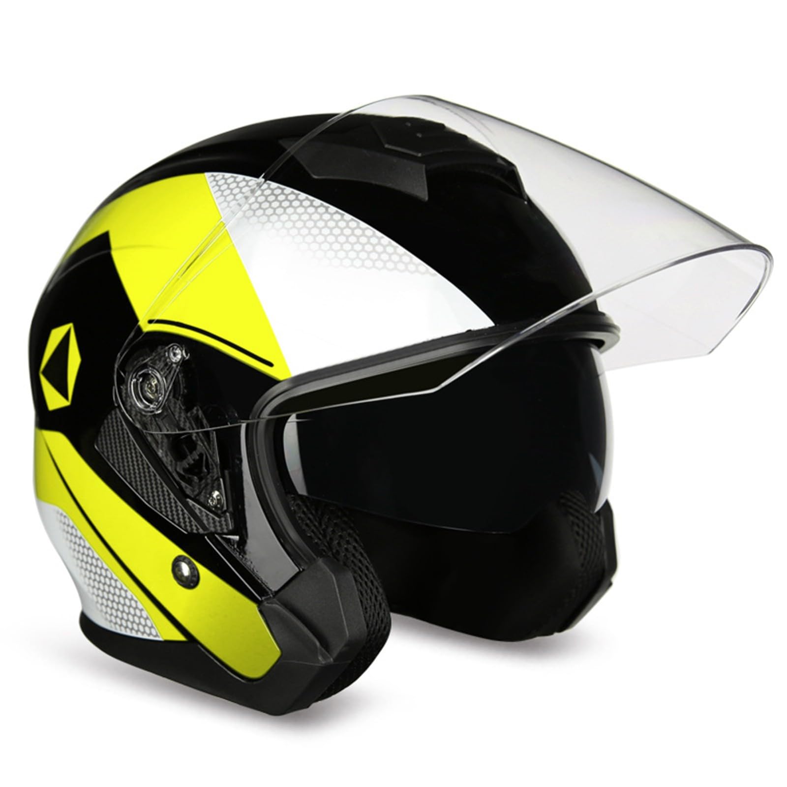 SFJITUTJAS Motorradhelm Halbschale Jethelm Mit Doppelter Visier Reservierter Bluetooth-Headset-Steckplatz Herausnehmbares Futter ECE-Zertifizierung Scooter Helm Erwachsene Herren Damen(G,L(56~58CM)) von SFJITUTJAS