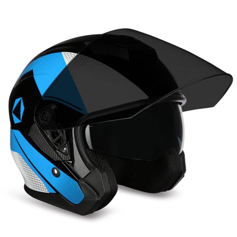 SFJITUTJAS Motorradhelm Halbschale Jethelm Mit Doppelter Visier Reservierter Bluetooth-Headset-Steckplatz Herausnehmbares Futter ECE-Zertifizierung Scooter Helm Erwachsene Herren Damen(I,XL(59~60CM)) von SFJITUTJAS