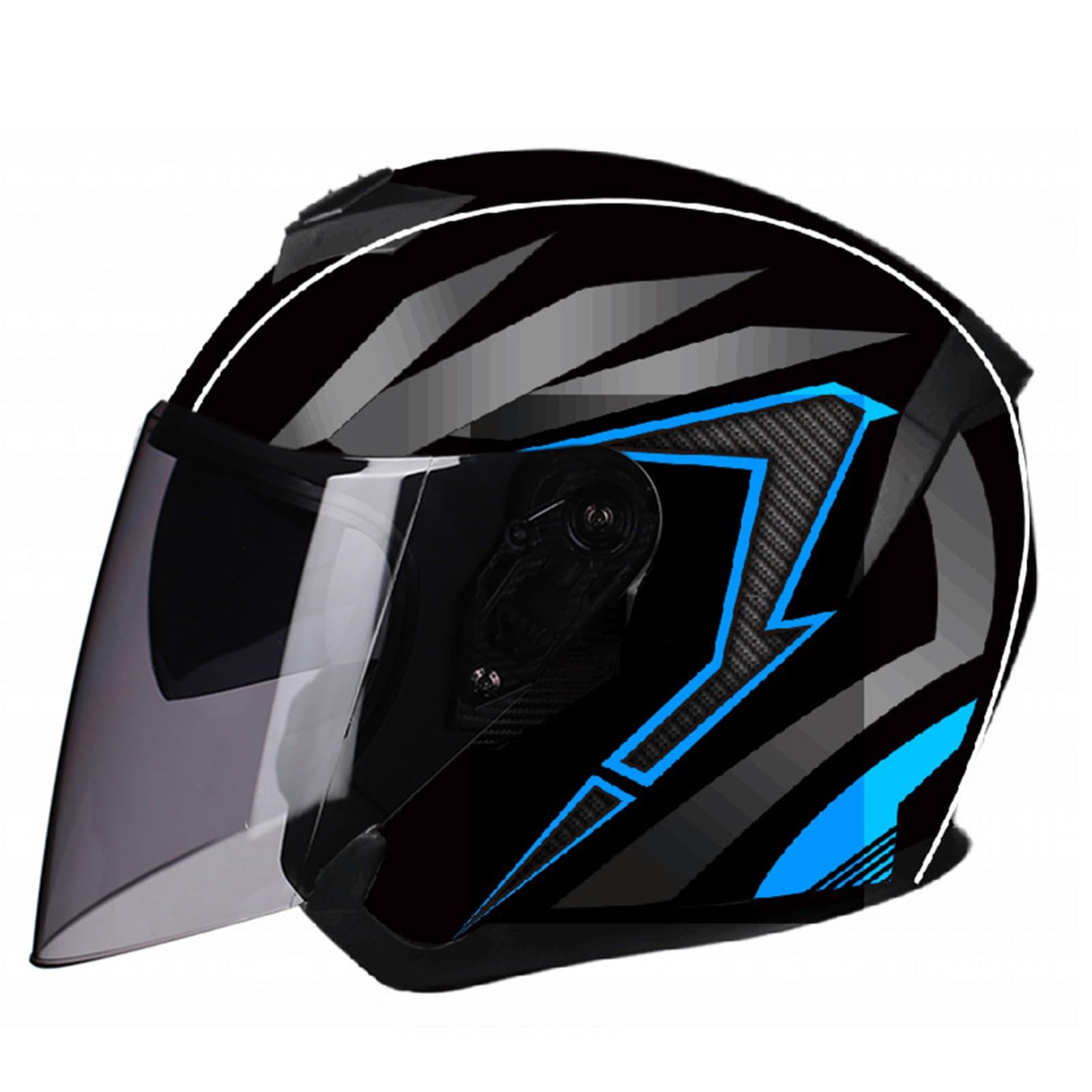 SFJITUTJAS Motorradhelm Halbschale Jethelm Mit Doppelter Visier Reservierter Bluetooth-Headset-Steckplatz Herausnehmbares Futter ECE-Zertifizierung Scooter Helm Erwachsene Herren Damen(K,L(56~58CM)) von SFJITUTJAS