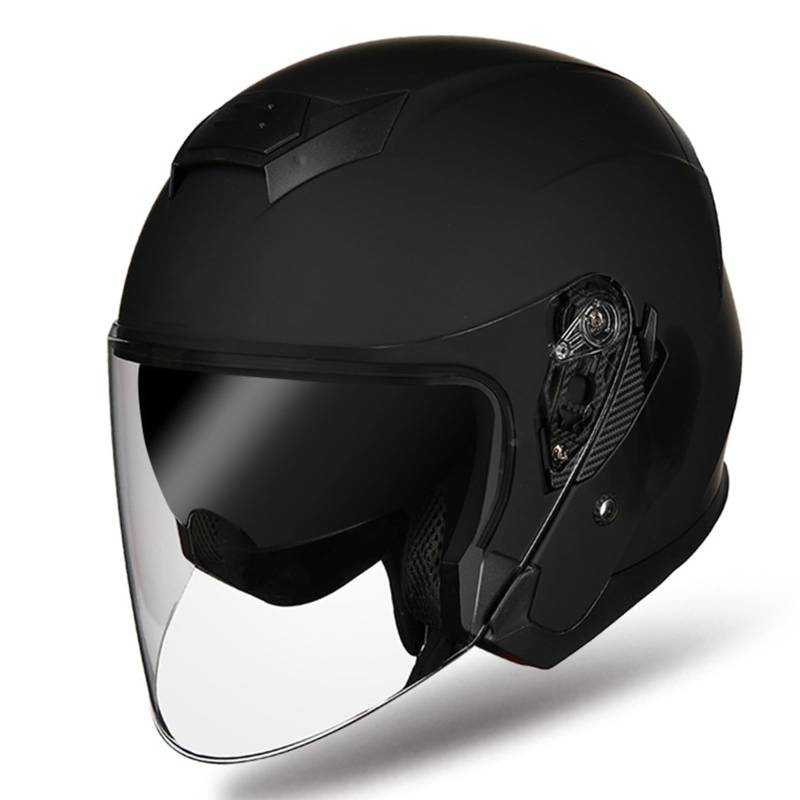 SFJITUTJAS Motorradhelm Halbschale Jethelm Mit Doppelter Visier Reservierter Bluetooth-Headset-Steckplatz Herausnehmbares Futter ECE-Zertifizierung Scooter Helm Erwachsene Herren Damen(N,L(56~58CM)) von SFJITUTJAS