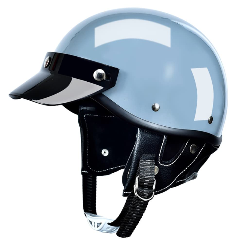 SFJITUTJAS Retro Motorrad Halbhelme, Erwachsener Jet Halbhelm mit Built-in Visier, DOT/ECE Zertifizierter Scooter Halbhelm, fur Cruiser, Biker, Chopper Mofa Helm, Erwachsener Unisex(A,XL(57~60CM)) von SFJITUTJAS