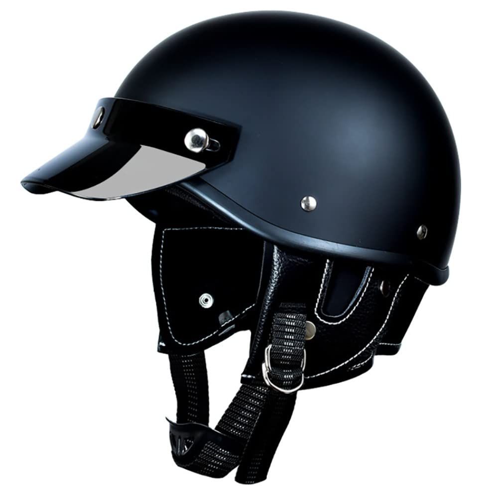 SFJITUTJAS Retro Motorrad Halbhelme, Erwachsener Jet Halbhelm mit Built-in Visier, DOT/ECE Zertifizierter Scooter Halbhelm, fur Cruiser, Biker, Chopper Mofa Helm, Erwachsener Unisex(B,M(53~55CM)) von SFJITUTJAS