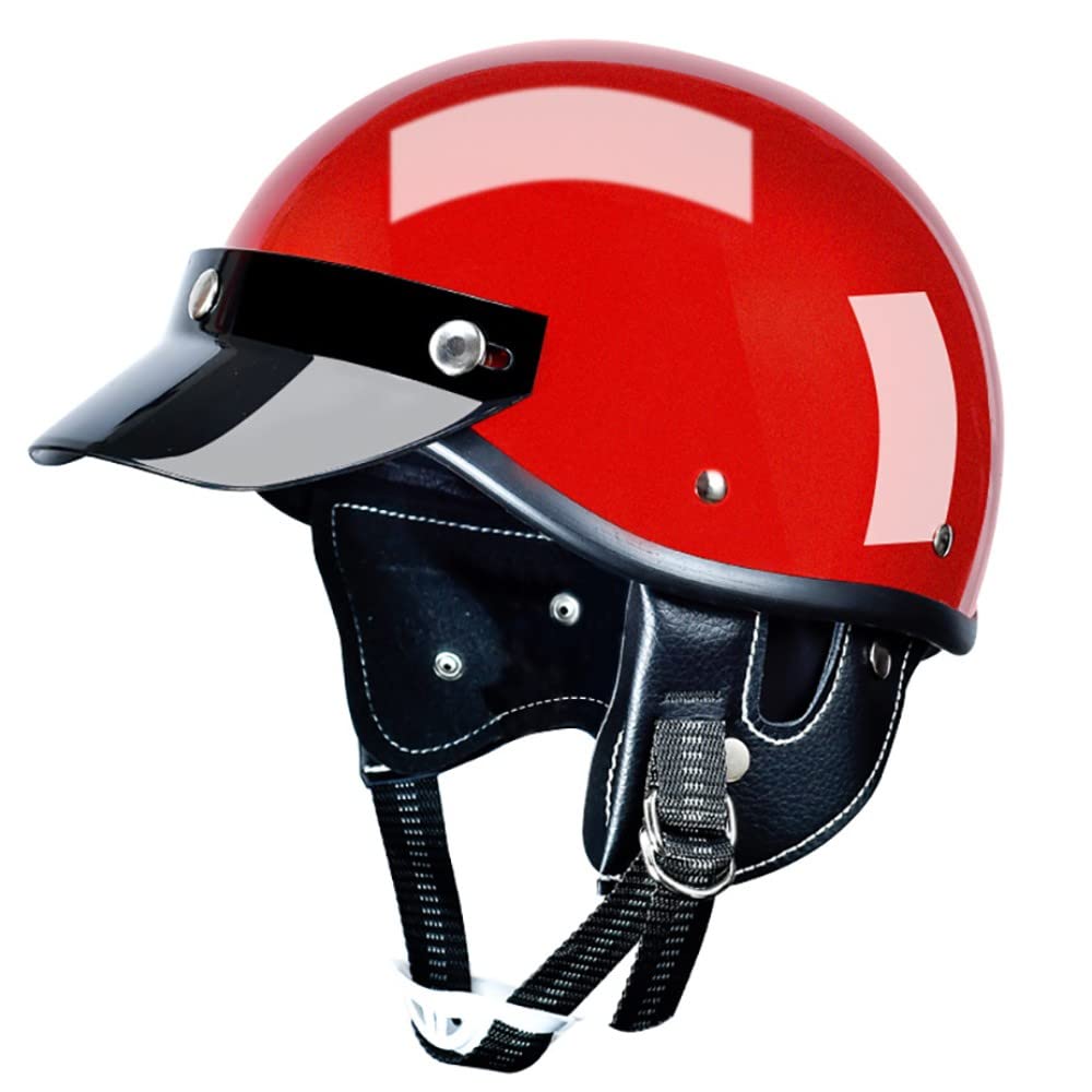 SFJITUTJAS Retro Motorrad Halbhelme, Erwachsener Jet Halbhelm mit Built-in Visier, DOT/ECE Zertifizierter Scooter Halbhelm, fur Cruiser, Biker, Chopper Mofa Helm, Erwachsener Unisex(C,S(51~53CM)) von SFJITUTJAS