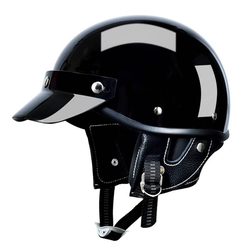 SFJITUTJAS Retro Motorrad Halbhelme, Erwachsener Jet Halbhelm mit Built-in Visier, DOT/ECE Zertifizierter Scooter Halbhelm, fur Cruiser, Biker, Chopper Mofa Helm, Erwachsener Unisex(D,L(55~57CM)) von SFJITUTJAS