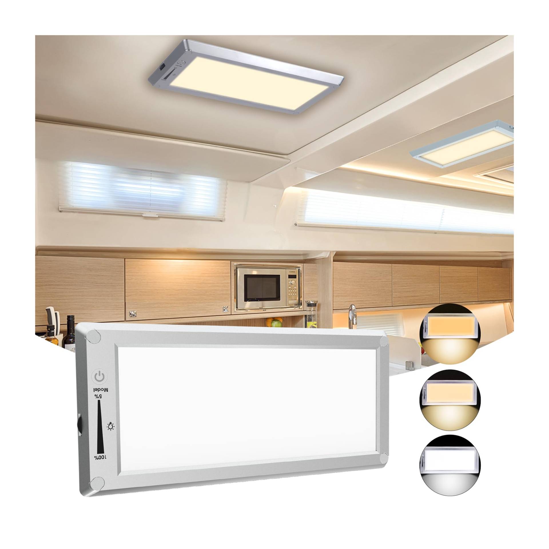 RV Lichter Innenraum, 3 Farbe RV LED Super helle Befestigung, 12V RV Deckenkuppel Licht Dimmbare Schalter Energiesparende Geschenkpaket für RV/Camper/Auto/Anhänger/Boot (Warm+Natural +Kaltes Licht) von SFNN