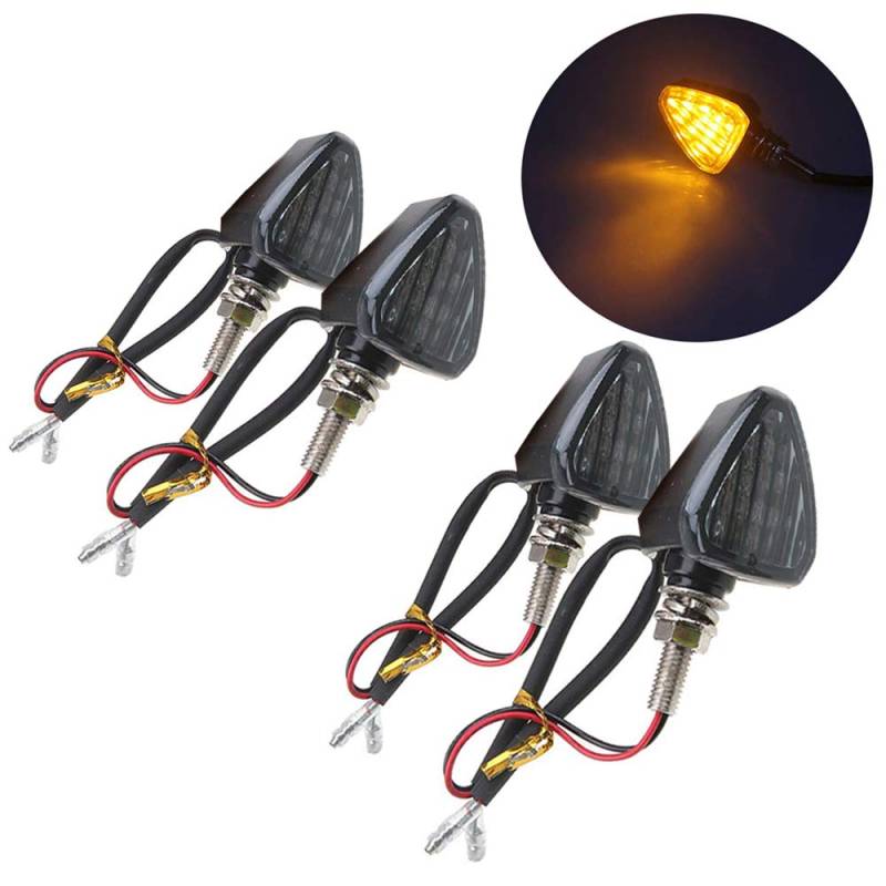 SFONIA 4pcs Motorrad Blinker Licht 12V 15LED Blinkerleuchten Motorrad Blinker Licht Wasserdicht Universal Scooter Quad Cruiser Off Road (Rauch) von SFONIA