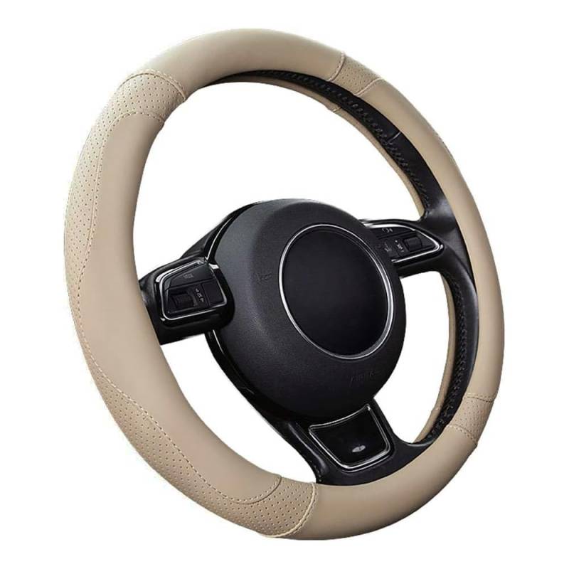 SFONIA Auto Lenkrad Abdeckung Lenkradschutz Lenkradhülle Mikrofaser-Leder Universal 37-38cm/15 rutschfest Atmungsaktiv Langlebig (Beige) von SFONIA