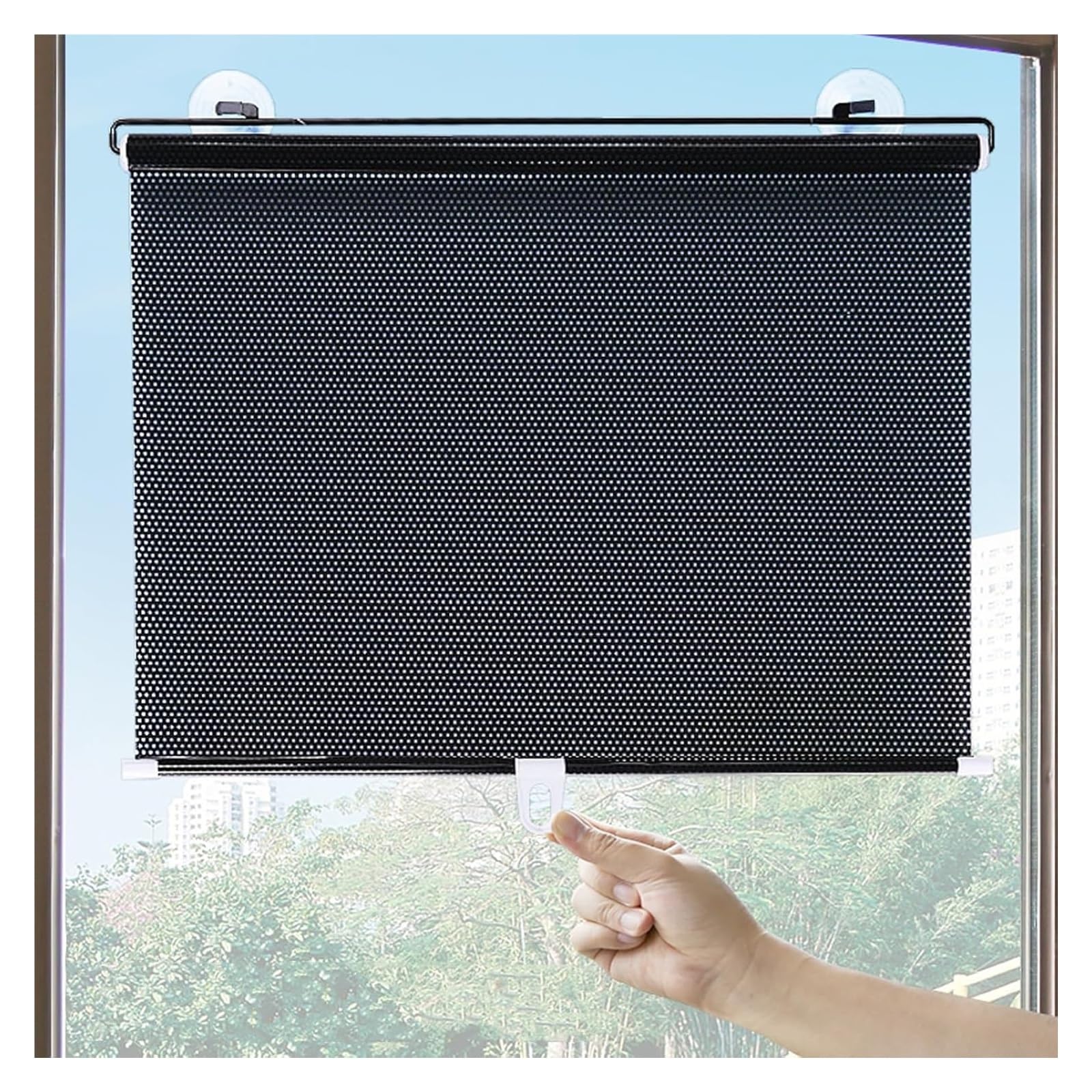 Saugnapf-Rollladen，. Fensterrollo, einziehbarer Sonnenschutzvorhang fürs Auto, temporäre tragbare Isolierfensterabdeckung, Sichtschutz, Schwarz(W40xH125cm/16x49in) von SFQEVHRZ