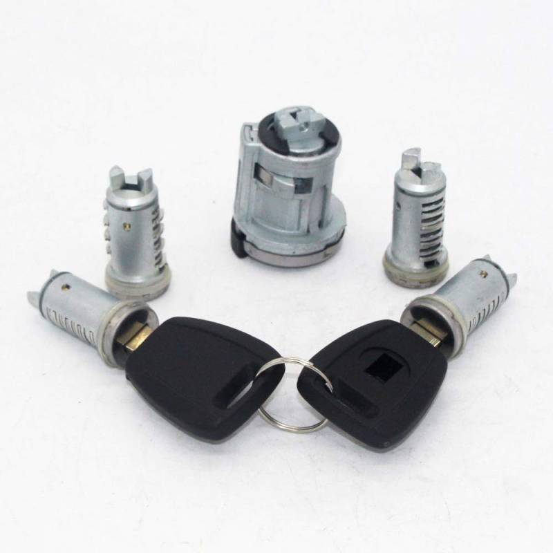 SFUO 5 stücke Komplette Set Zündtür Kofferraumschloss Barrel Zylinder mit SIP22 Blade Keys Fit Fiat Doblo Cargo Punto Panda 2003-2016 von SFUO