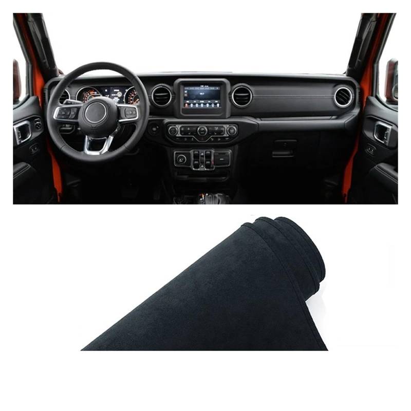 Auto Armaturenbrett Lichtdichtes Pad Für Jeep Für Wrangler Für JL 2018 2019 2020 2021 2022 2023 2024 Auto Armaturenbrett Abdeckung Matte rutschfeste Pads Schutz Dash Matte(Black LHD) von SGHFUVE