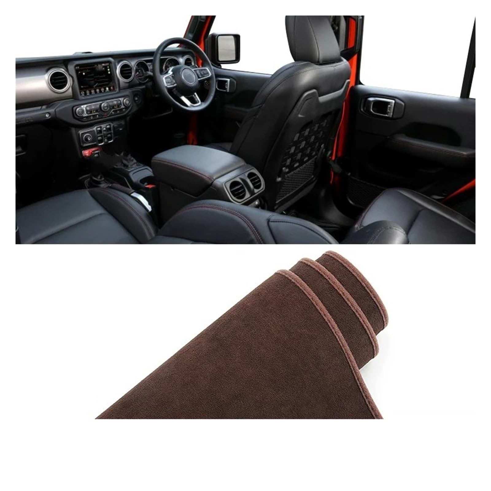 Auto Armaturenbrett Lichtdichtes Pad Für Jeep Für Wrangler Für JL 2018 2019 2020 2021 2022 2023 2024 Auto Armaturenbrett Abdeckung Matte rutschfeste Pads Schutz Dash Matte(Brown RHD) von SGHFUVE