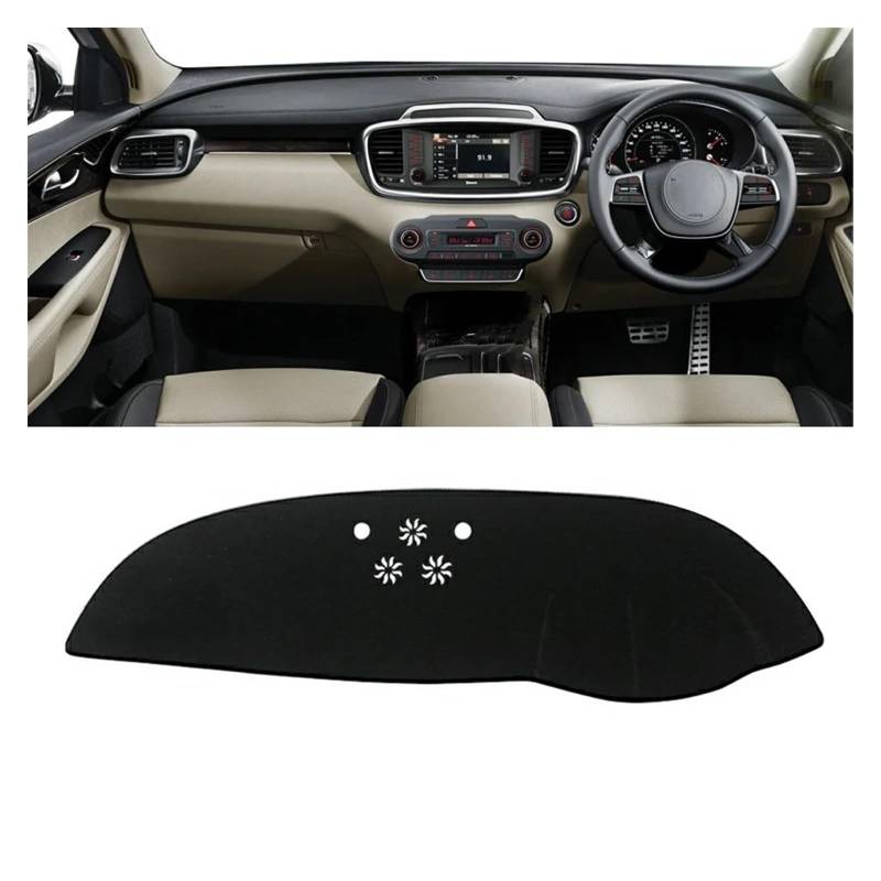 Auto Armaturenbrett Lichtdichtes Pad Für Kia Für Sorento 3 UM 2015-2019 2020 Auto Armaturenbrett Abdeckung Matte Sonnenschutz Pad Instrumententafel Teppiche Dash Matte(A RHD Black Side) von SGHFUVE