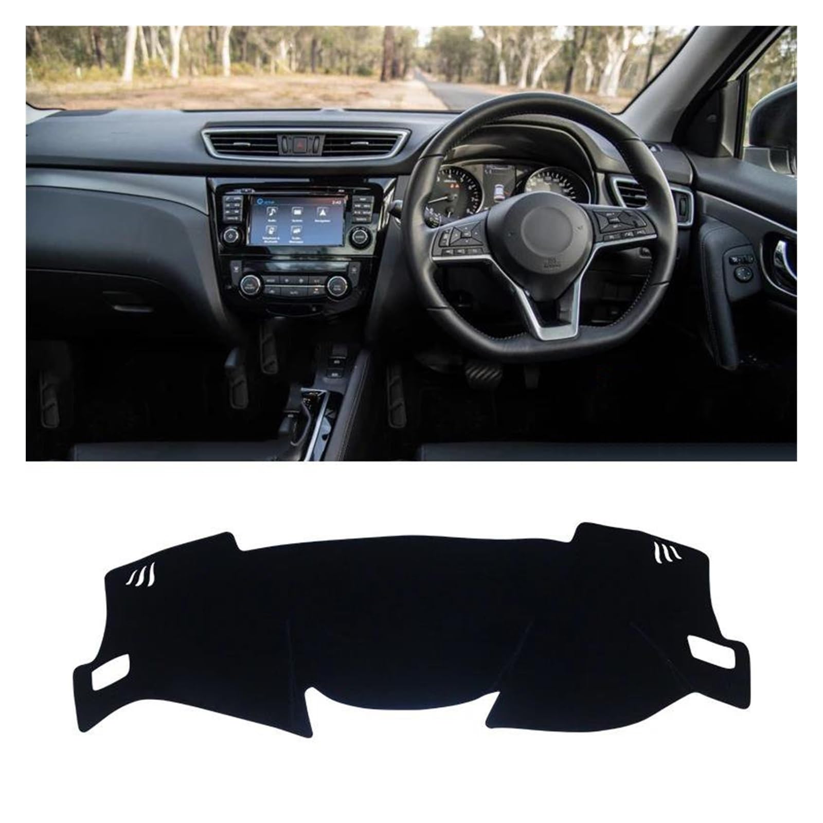 Auto Armaturenbrett Lichtdichtes Pad Für Nissan Für Qashqai Für J11 2014-2020 Auto-Armaturenbrett-Abdeckung Armaturenbrettmatte Sonnenschutz Instrumententisch rutschfeste Unterlage Dash Matte(A Black von SGHFUVE