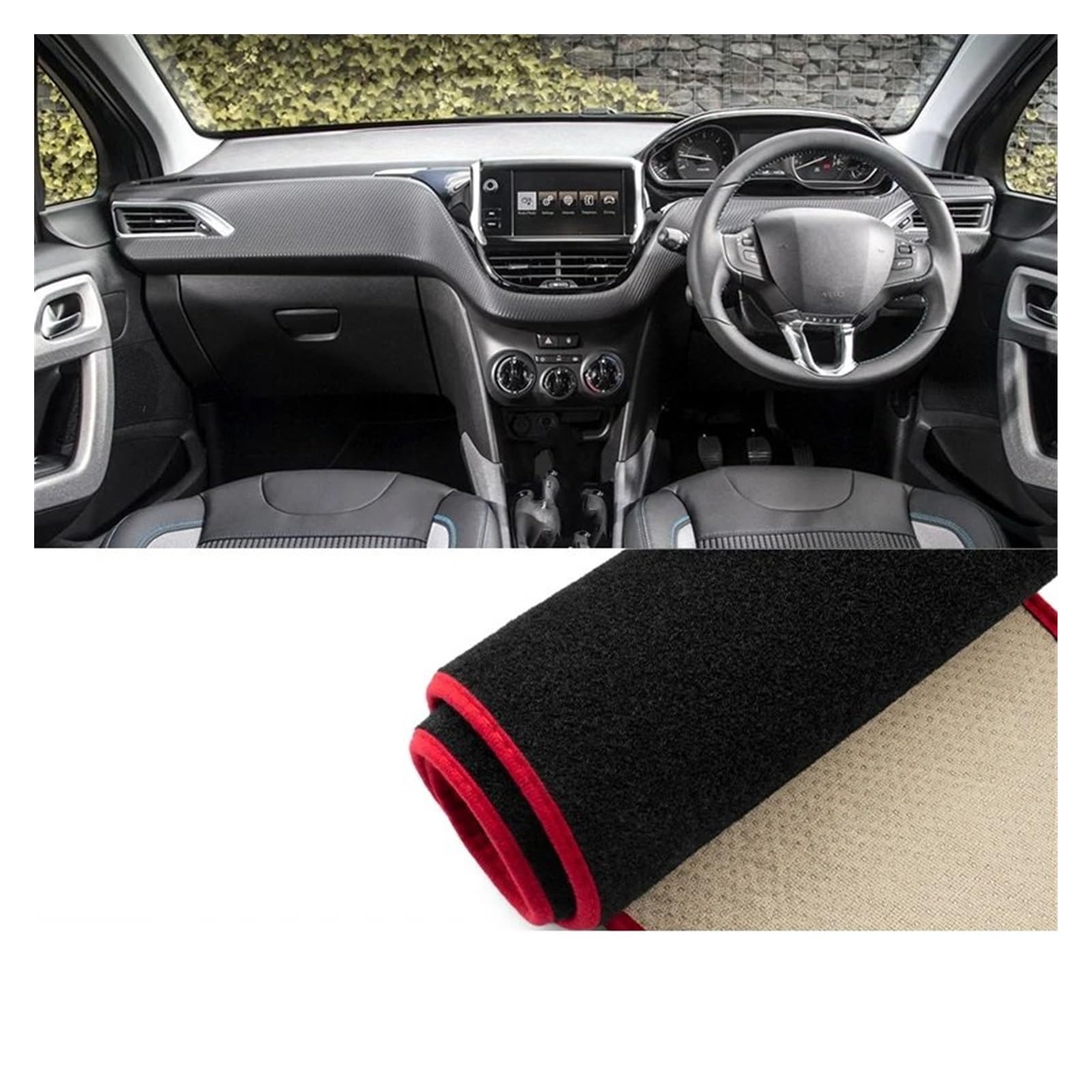 Auto Armaturenbrett Lichtdichtes Pad Für Peugeot 2008 2013 2014 2015 2016 2017 2018 Auto Armaturenbrett Abdeckung Sonnenschutz Matte Instrumententafel rutschfeste Teppiche Dash Matte(A Red Side RHD) von SGHFUVE