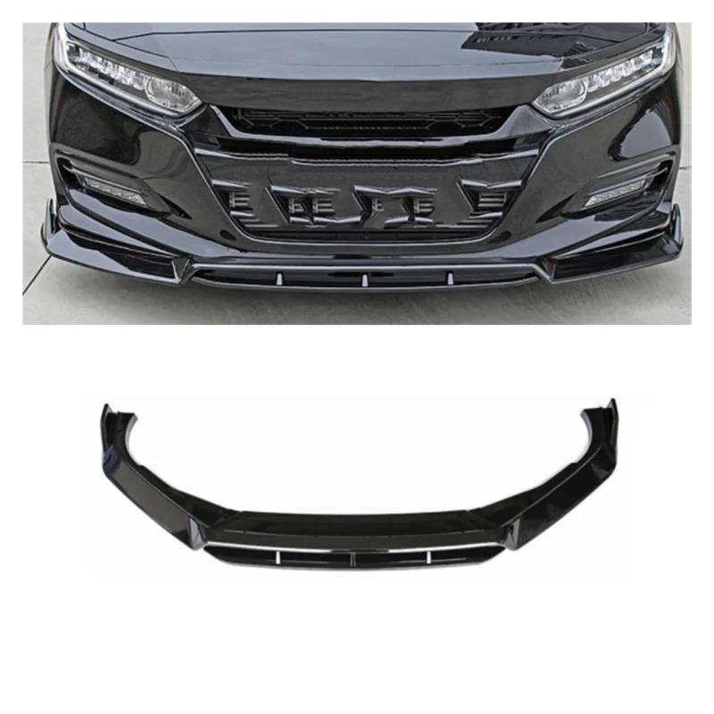 Auto Bumper Frontspoiler Für Accord Für 10. Für Gen 2018 2019 2020 2021 Auto Frontstoßstange Lip Diffusor Spoiler Glanz Schwarz Body Kits Tuning(Gloss Black) von SGHFUVE