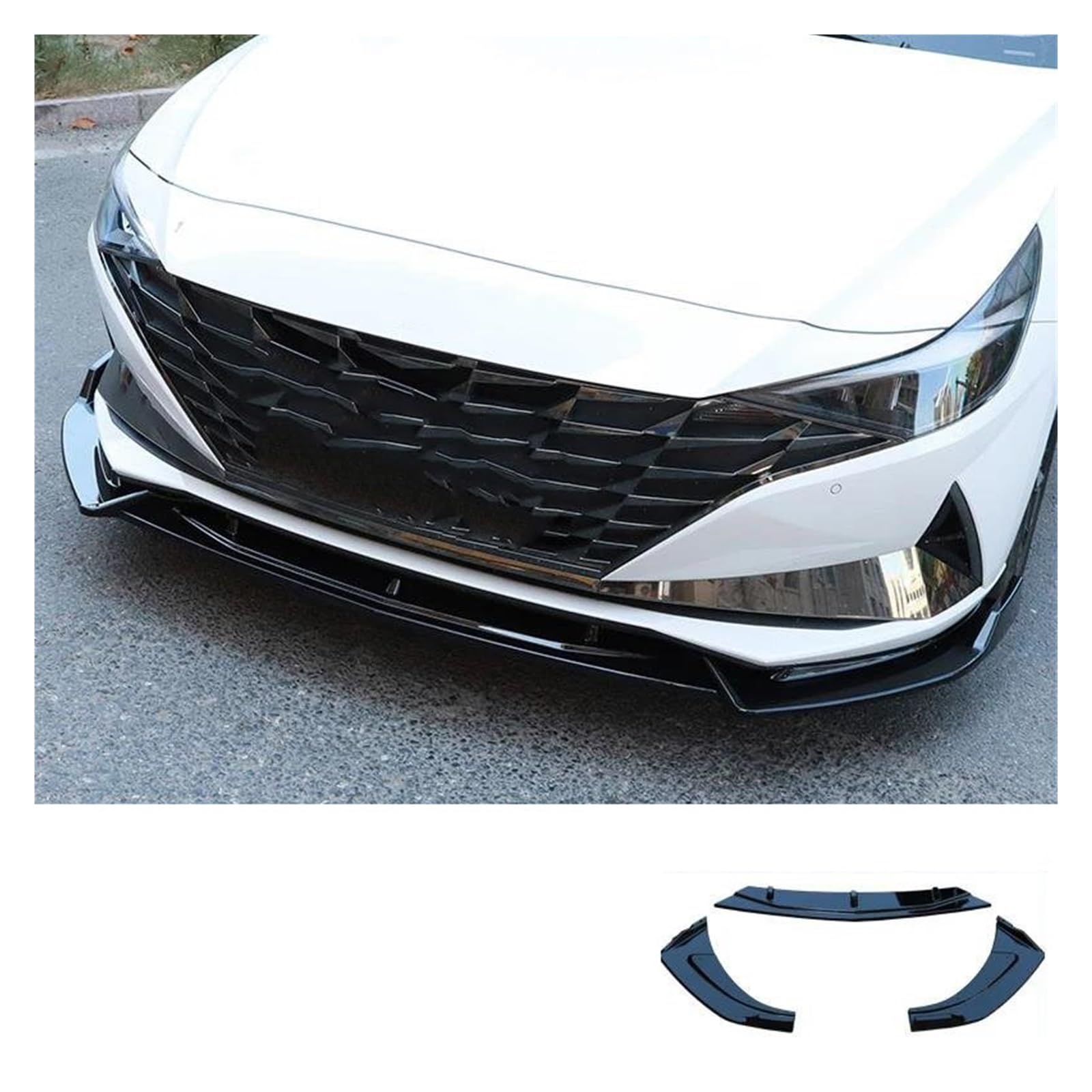 Auto Bumper Frontspoiler Für Hyundai Für Elantra Für CN7 2021 2022 Auto Front Stoßstange Splitter Lip Spoiler Diffusor Schutz Körper Kit Sport Tuning Teile(Glossy Black) von SGHFUVE