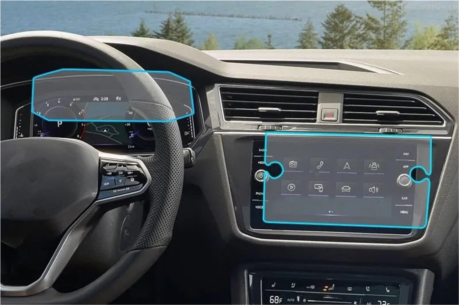 Displayschutzfolie Auto Navigtion Gehärtetem Glas LCD Screen Schutz Film Aufkleber Schutz Für VW Für Tiguan 2021 2022 Dashboard Navigation Schutzfolie(GPS and Instrument) von SGHFUVE