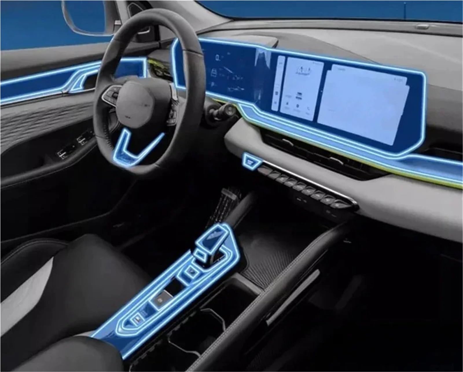 Displayschutzfolie Autotür Mittelkonsole Medien Armaturenbrett Navigation TPU Autozubehör Schutzfolie Für Geely Für COOLRAY 2024 Navigation Schutzfolie von SGHFUVE