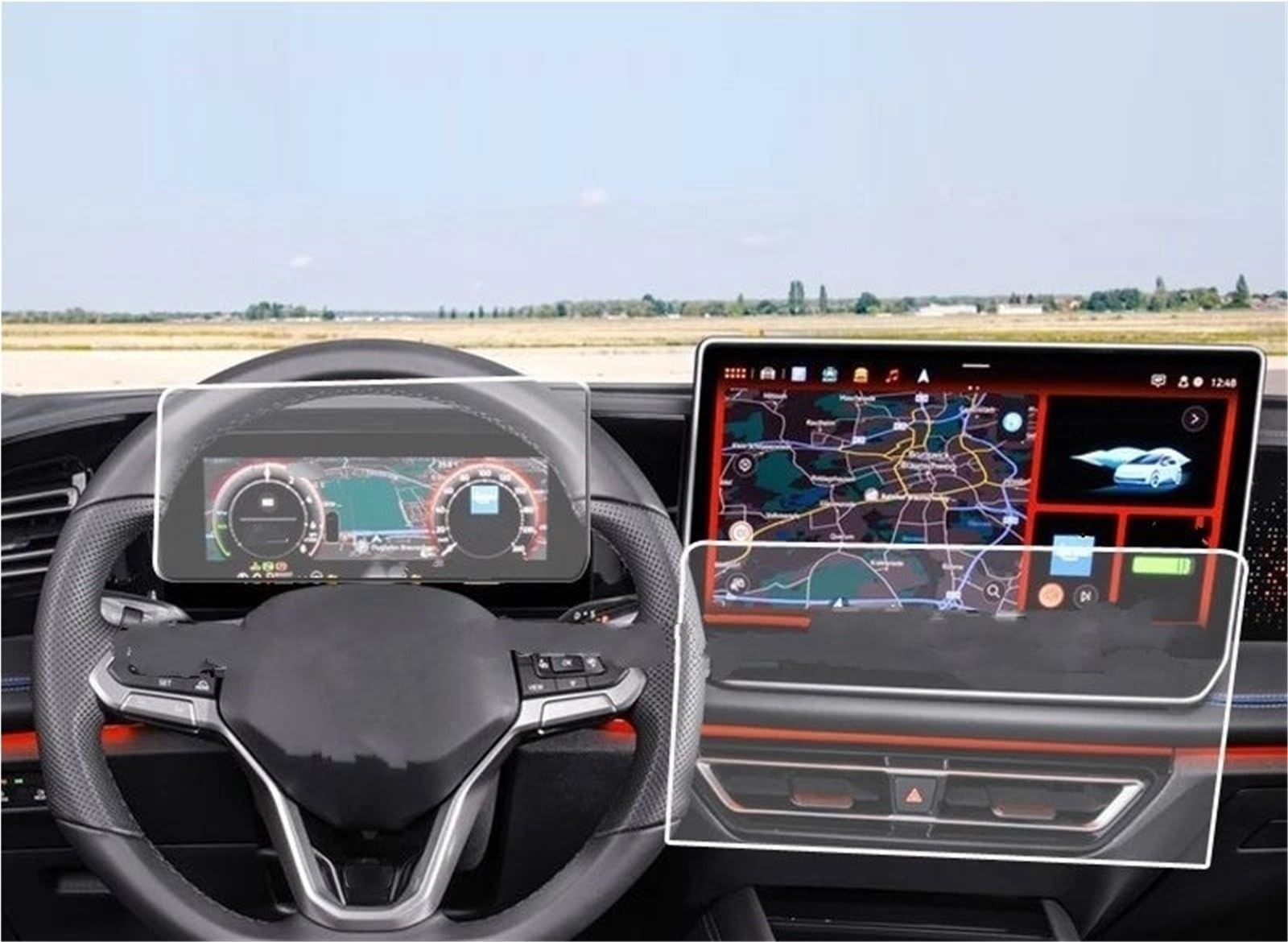 Displayschutzfolie Displayschutz Aus Gehärtetem Glas Für VW Für Tiguan 2024, Auto-LCD-GPS-Navigation, Armaturenbrett, Displayschutz, Kratzfester Film Navigation Schutzfolie von SGHFUVE