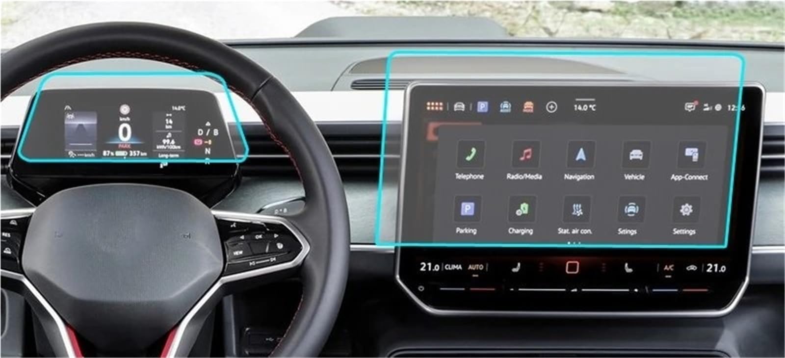 Displayschutzfolie Displayschutzfolie Aus Gehärtetem Glas Für ID. Für Buzz 2024 12,9 Zoll Auto-Infotainment-Radio GPS Blendschutzfolie Navigation Schutzfolie(1 Set.) von SGHFUVE